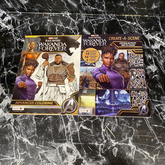 (2)DISNEY MARVEL Black Panther Wakanda Forever Advanced Coloring & Sticker Books - Picture 1 of 7